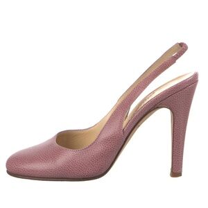 Pink Slingback Leather Pumps with Round-Toes - Made in Italy - Size 9.5